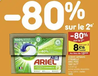 Leader Price Lessive capsule citronelle ariel pods tout en 1 offre