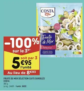 Leader Price Fruits de mer sélections cuits surgelés costa offre