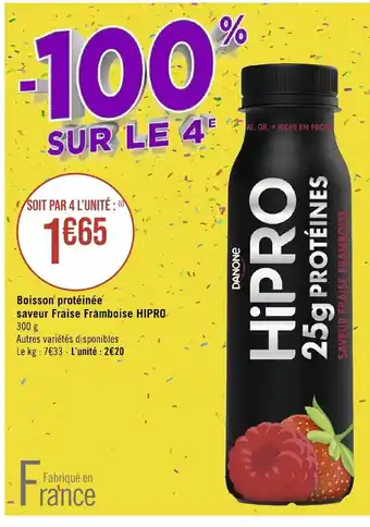 Géant Casino Boisson' protéinée saveur Fraise Framboise HIPRO 300 g offre