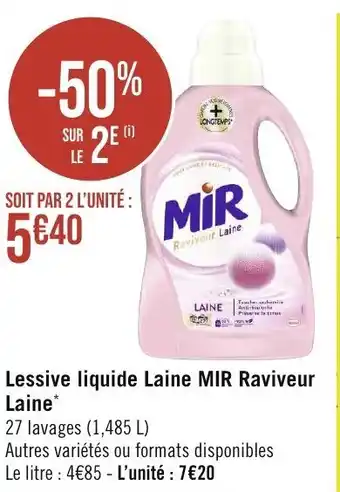 Géant Casino Lessive liquide Laine MIR Raviveur Laine* offre