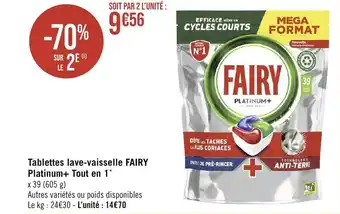 Géant Casino Tablettes lave-vaisselle FAIRY Platinum+ Tout en 1* offre