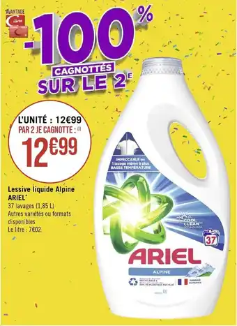 Géant Casino Lessive liquide Alpine ARIEL* offre