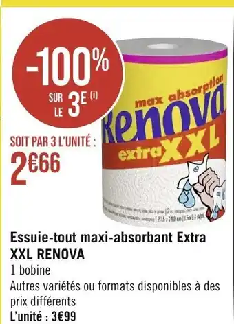 Géant Casino Essuie-tout maxi-absorbant Extra XXL RENOVA offre