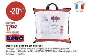 Géant Casino Oreiller anti-acariens LIN PROTECT offre