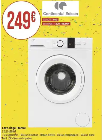 Géant Casino Lave-linge Frontal CELL91201WP offre