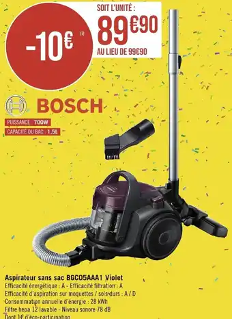 Géant Casino Aspirateur sans sac BGC05AAA1 Violet offre