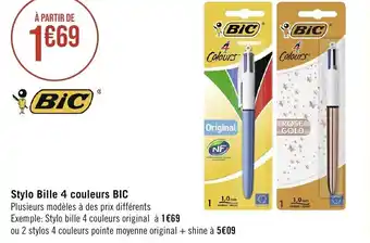 Géant Casino Stylo Bille 4 couleurs BIC offre