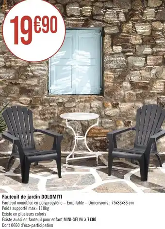 Géant Casino Fauteuil de jardin DOLOMITI offre