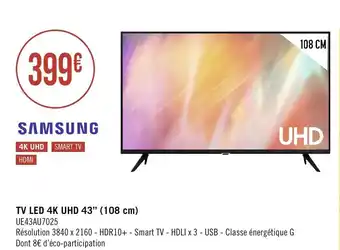 Géant Casino TV LED 4K UHD 43" (108 cm) offre