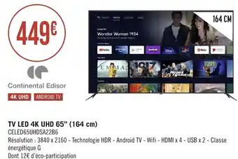 Géant Casino TV LED 4K UHD 65" (164 cm) offre