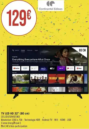 Géant Casino TV LED HD 32" (80 cm) CELED32SAHD23B3 offre