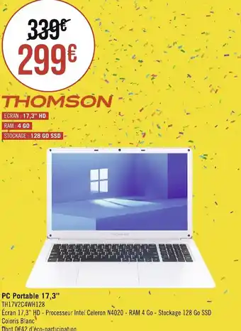 Géant Casino PC Portable 17,3" TH17V2C4WH128 offre