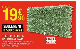Brico Dépôt Treillis Feuilles Extensible 1 X 2 M offre