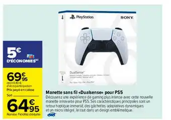 Carrefour Manette Sans Fil «dualsense» Pour Ps5 offre