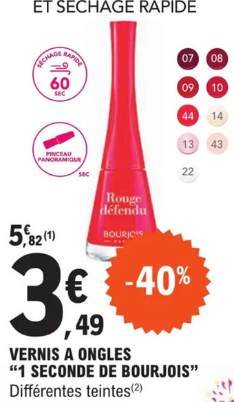 E.Leclerc VERNIS A ONGLES "1 SECONDE DE BOURJOIS" offre