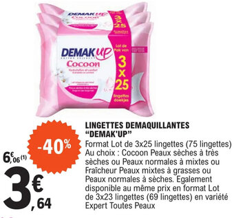 E.Leclerc LINGETTES DEMAQUILLANTES "DEMAK'UP" offre
