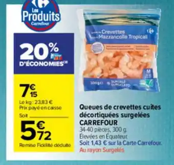 Carrefour Market Queues De Crevettes Cuites Décortiquées Surgelées Carrefour offre