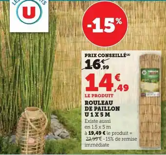 Super U Rouleau de paillon u 1 x 5 m offre