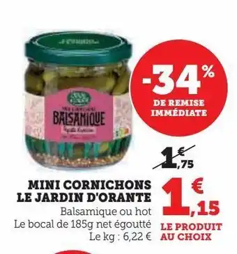 Super U Mini cornichons le jardin d`orante offre
