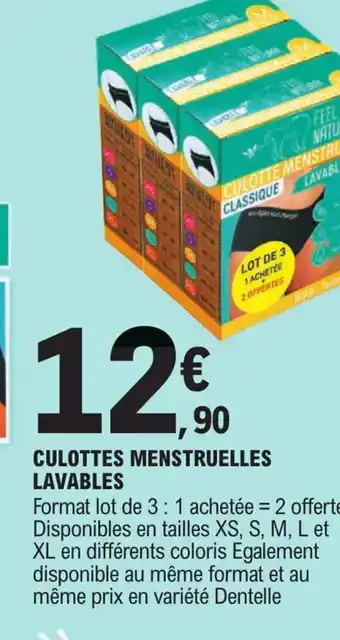 E.Leclerc CULOTTES MENSTRUELLES LAVABLES offre