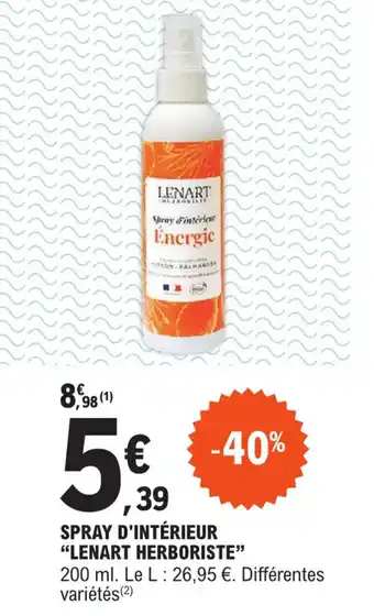 E.Leclerc SPRAY D'INTÉRIEUR "LENART HERBORISTE" 200 ml offre