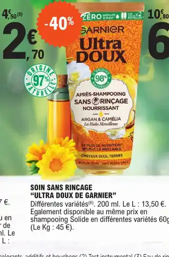 E.Leclerc SOIN SANS RINCAGE "ULTRA DOUX DE GARNIER" offre