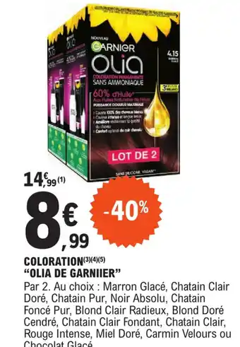 E.Leclerc COLORATION (3)(4)(5) "OLIA DE GARNIIER" offre
