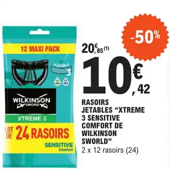 E.Leclerc RASOIRS JETABLES "XTREME 3 SENSITIVE COMFORT DE WILKINSON offre