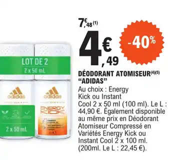 E.Leclerc DÉODORANT ATOMISEUR(4)(5) "ADIDAS" offre