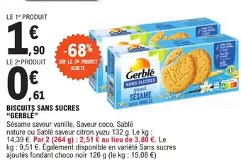 E.Leclerc BISCUITS SANS SUCRES "GERBLÉ" offre