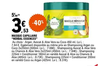E.Leclerc MASQUE CAPILLAIRE "HERBAL ESSENCES" offre