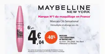 E.Leclerc MASCARA "CILS SENSATIONAL DE MAYBELLINE" offre
