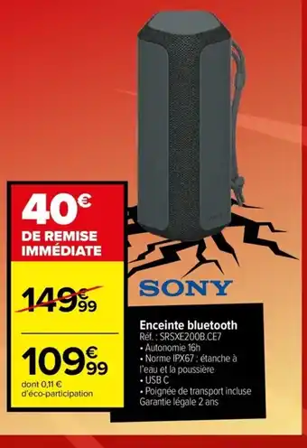 Carrefour SONY Enceinte bluetooth offre