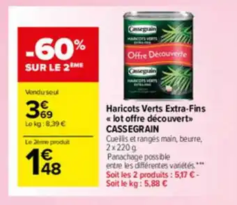 Carrefour Market Haricots Verts Extra-fins «lot Offre Découvert» Cassegrain offre