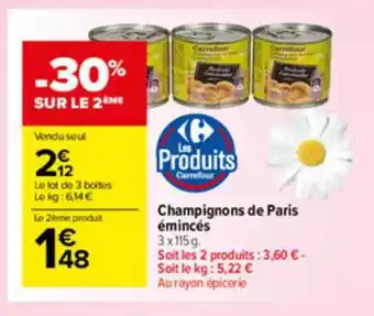 Carrefour Market Champignons De Paris émincés offre