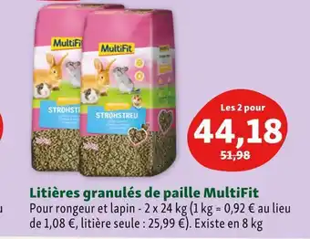 Maxi Zoo Multifit litières granulés de paille offre