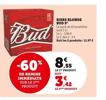 Super U Bud biere blonde 5° offre
