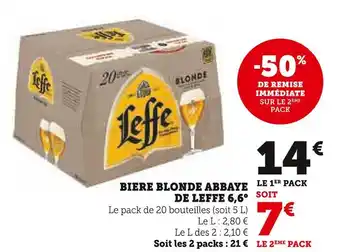 U Express Leffe biere blonde abbaye 6,6° offre