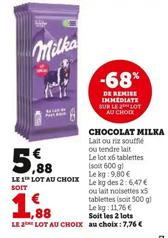 Super U Milka chocolat offre