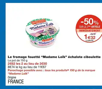 Madame loïk le fromage fouetté échalote ciboulette