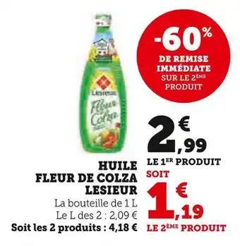 Super U Lesieur huile fleur de colza offre
