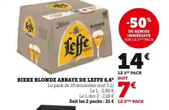 Super U Abbaye de leffe biere blonde 6,6° offre