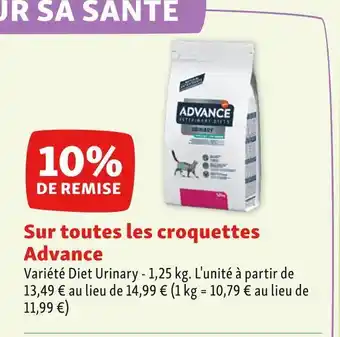 Maxi Zoo Advance 10% de remise sur toutes les croquettes advance offre