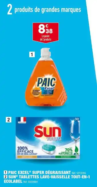 ALDI Paic excel/sun super dégraissant et tablettes lave-vaisselle tout-en-1 offre