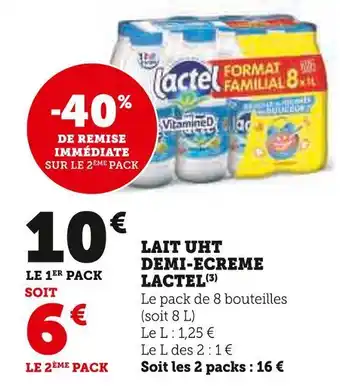 Super U Lactel lait uht demi-ecreme offre