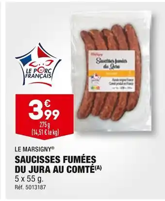 ALDI Le marsigny saucisses fumées du jura au comté offre