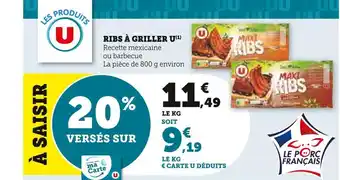 Super U U ribs à griller offre