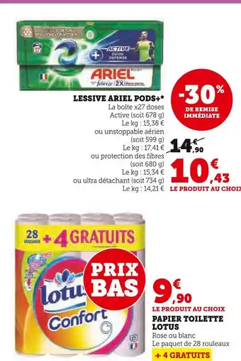 Super U Ariel lessive ariel pods+* offre