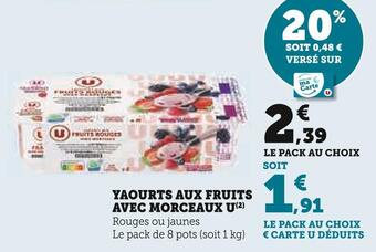 U Express U yaourts aux fruits avec morceaux offre