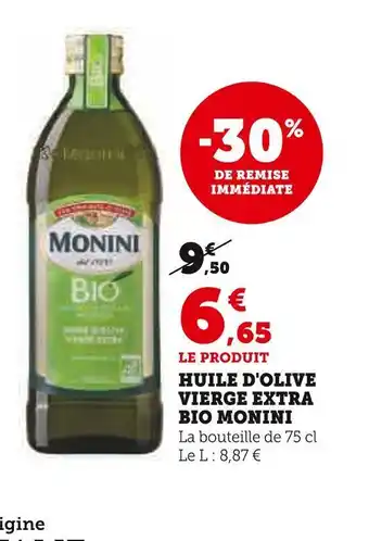 Super U Monini huile d'olive vierge extra bio offre